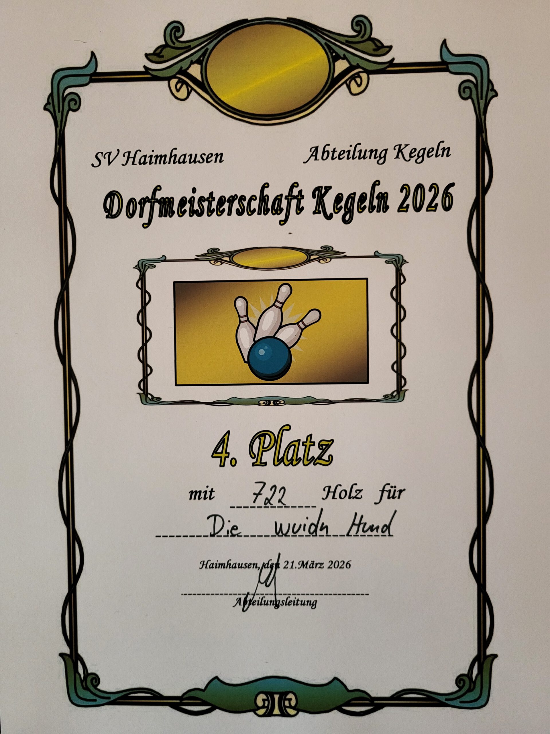 <strong>Dorfmeisterschaft der Kegler 2026</strong>